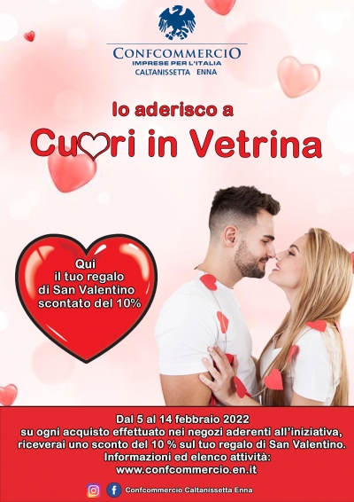 #cuoriinvetrina: La campagna di San Valentino promossa da Confcommercio Caltanissetta Enna